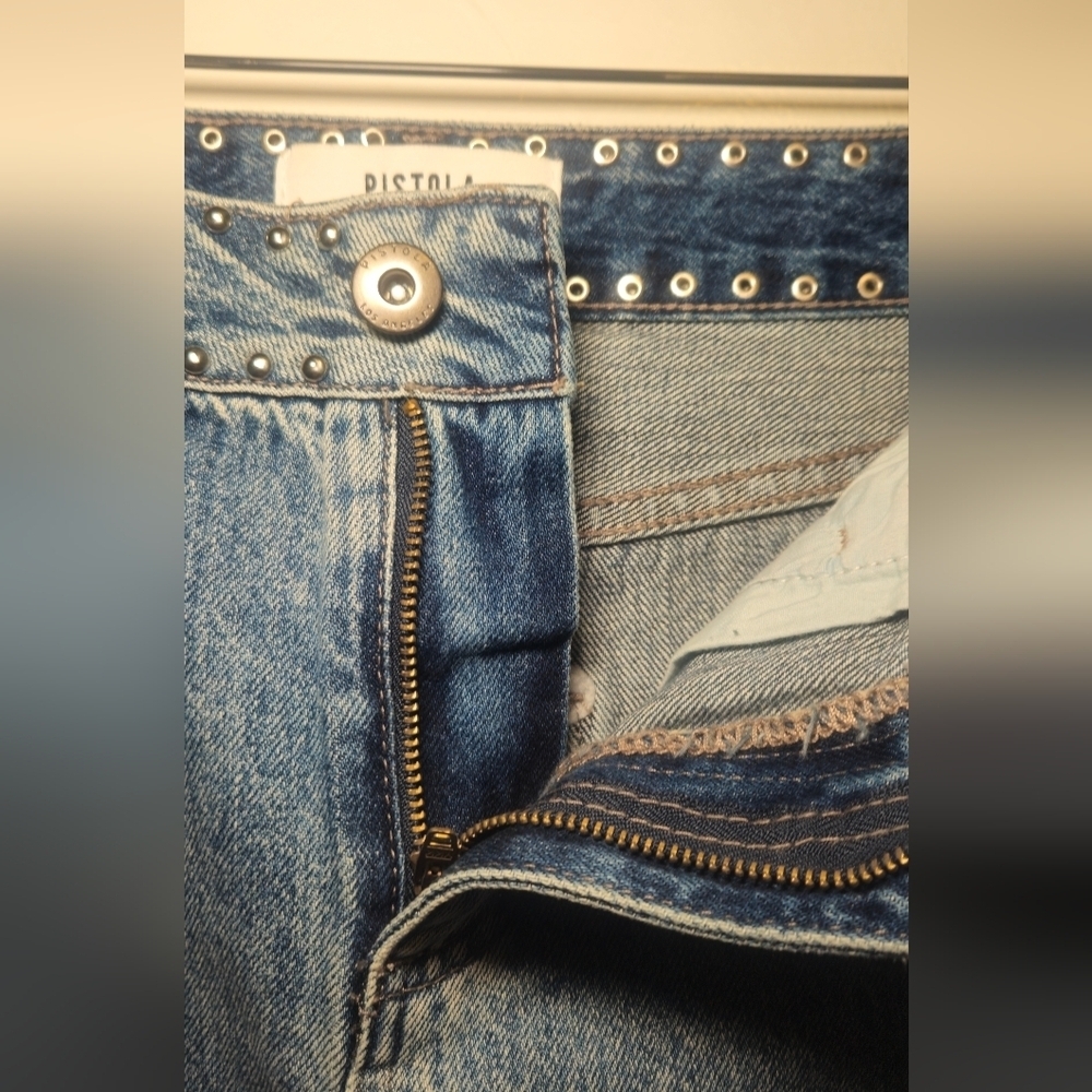 Pistola Blue Denim Mini Skirt with Studs - Picture 3 of 6